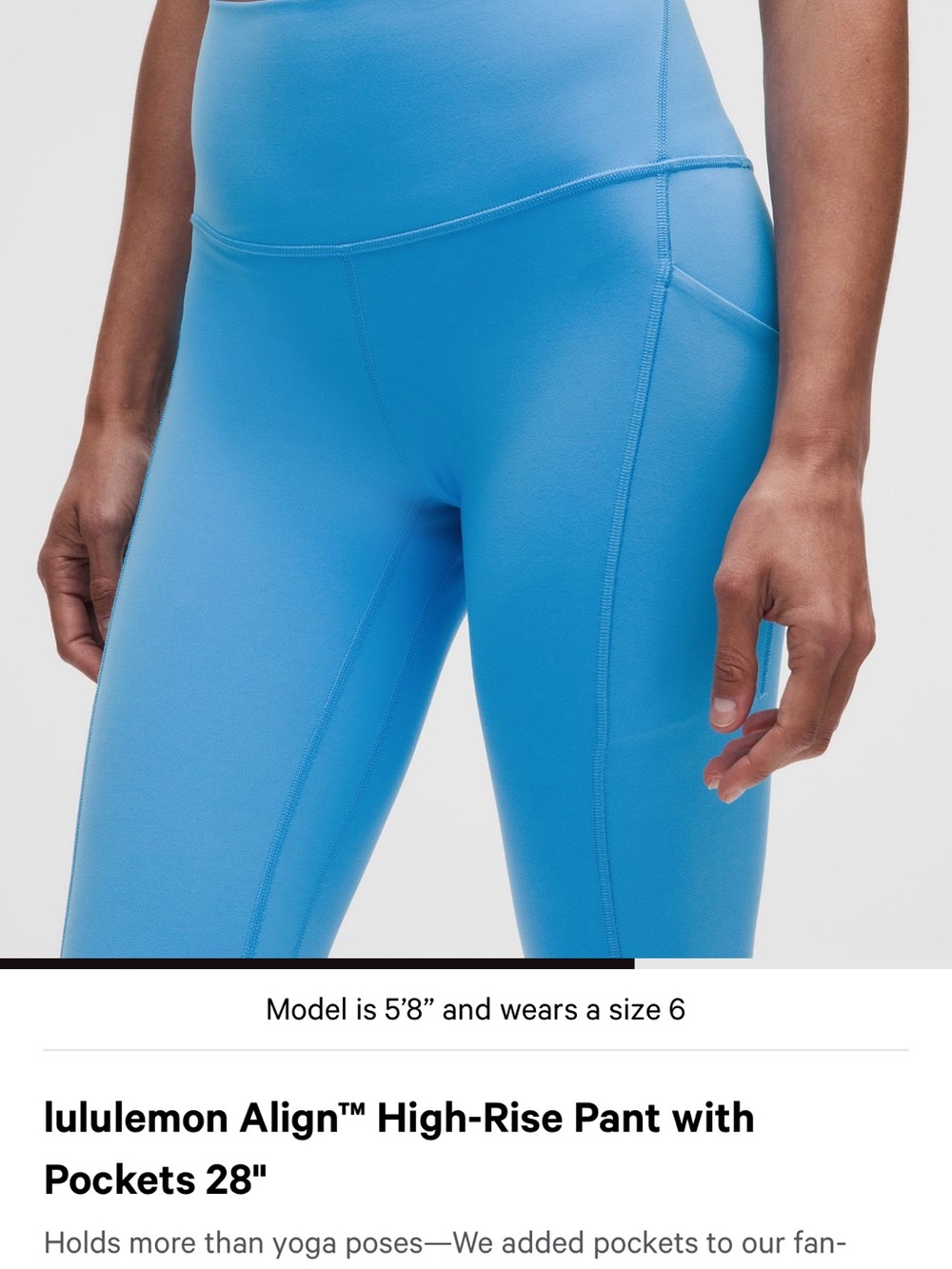 lululemon athletica High-Rise Leggings with Side Pockets — Bright Blue
